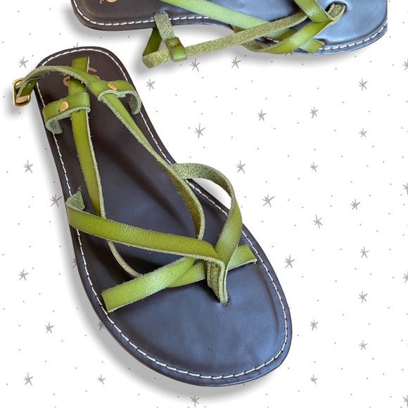 NWOT | 8 Women | SO Sandals Green & Brown Vegan Leather Flat Desert Gladiator - Picture 7 of 7
